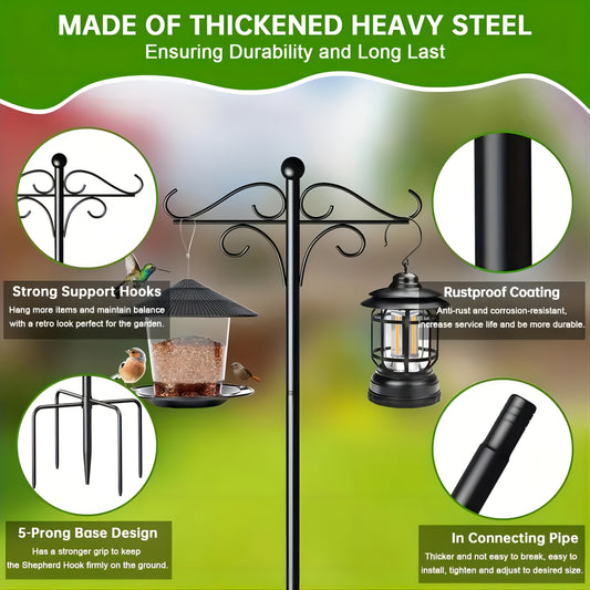 Adjustable Height Rust-resistant Heavy-duty Shepherd Hooks, Bird Feeder Poles, Outdoor Garden Stakes, For Hummingbird Feeders, Plant Baskets, Hanging Outdoor Solar Lights, Lanterns